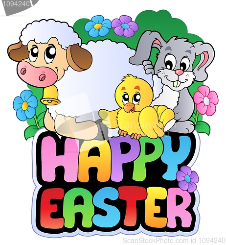 Image of Happy Easter sign with animals