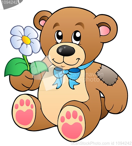 Image of Cute teddy bear with flower