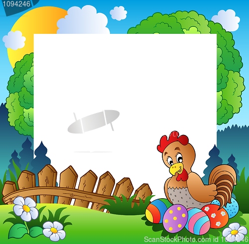 Image of Easter frame with hen and eggs