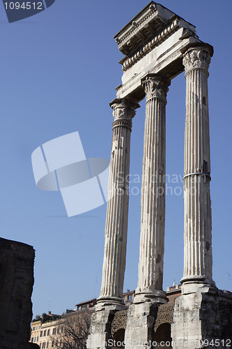 Image of Three columns of the Temple of the Dioscuri.