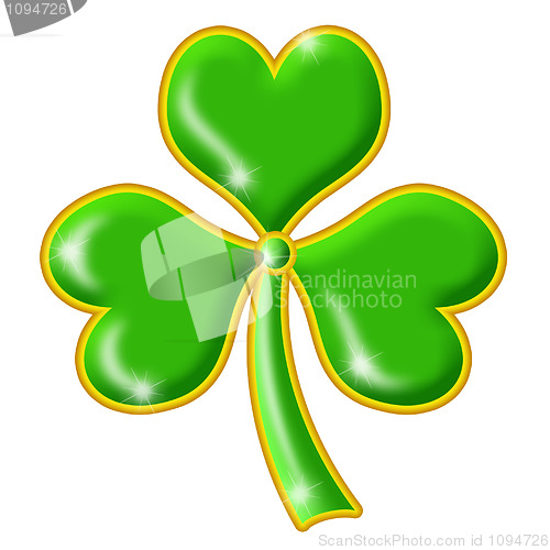 Image of Shimmering Green Shamrock with Gold Trim