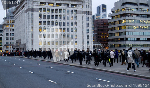 Image of city workers going to work