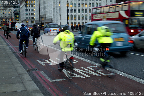 Image of city workers going to work