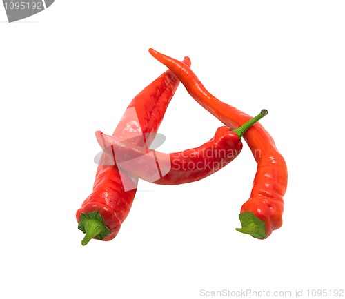 Image of Letter A composed of chili peppers