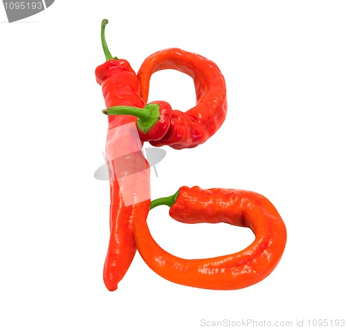 Image of Letter B composed of chili peppers
