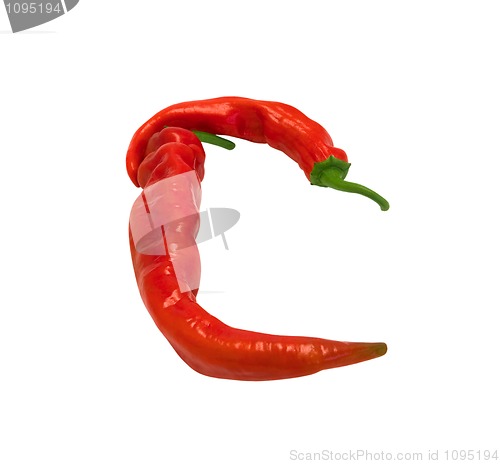 Image of Letter C composed of chili peppers