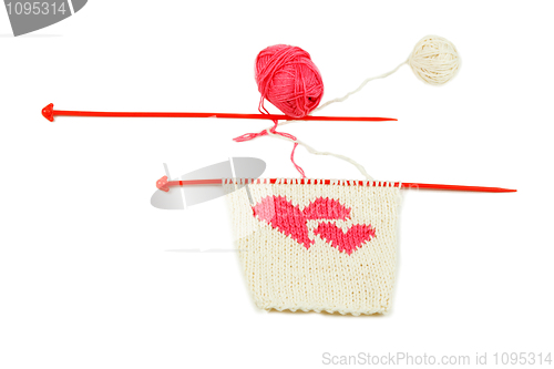 Image of knit two red heart