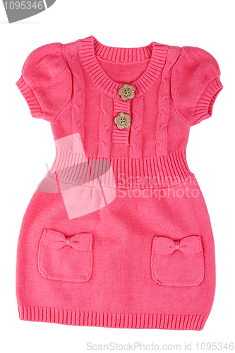 Image of Red knitted baby dress