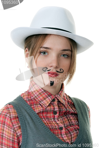 Image of girl with painted mustaches