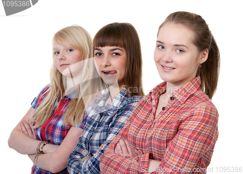 Image of three young beautiful girlfriends