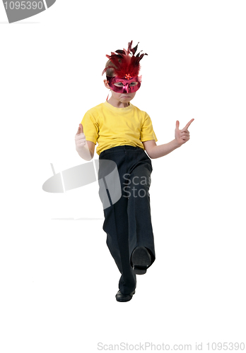Image of boy in a red mask