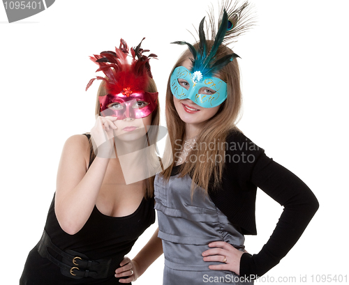 Image of two girl in the masquerade mask