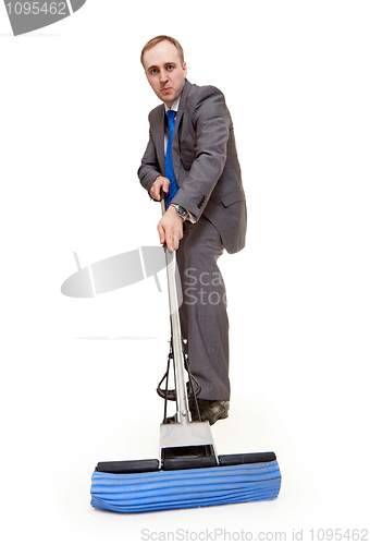 Image of businessman with a mop