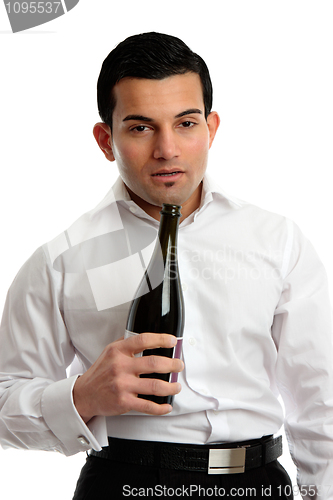 Image of Alcohol Abuse - drunk man holding bottle wine