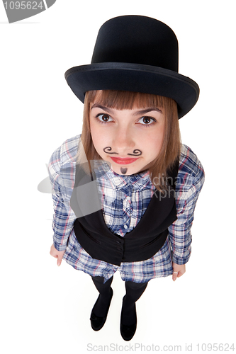 Image of Girl with painted mustaches