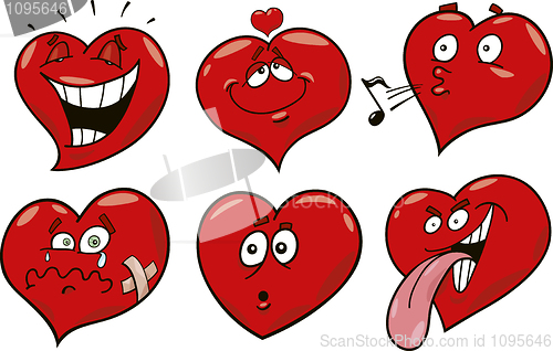 Image of cartoon hearts set