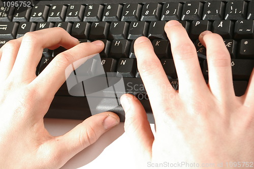 Image of Hands writing on keyboard