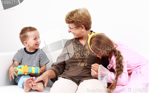 Image of  Happy kids with grandma