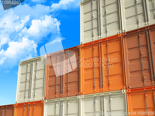 Image of 3d container and blue sky