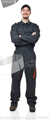 Image of standing worker on white