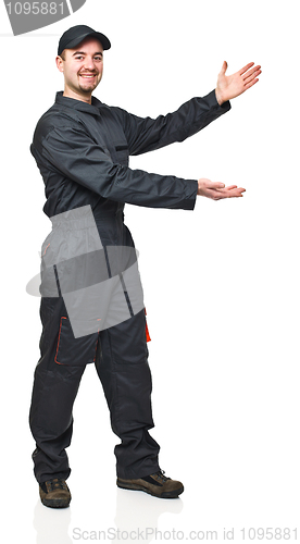 Image of worker showing pose
