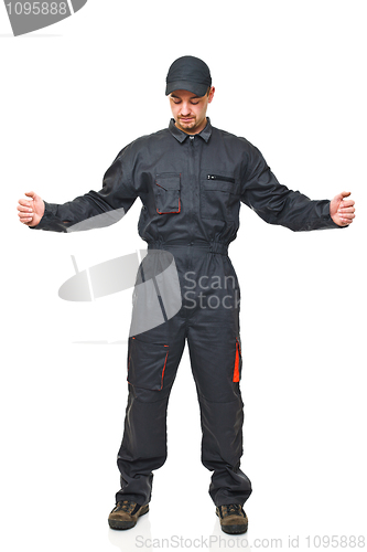 Image of manual worker open arms
