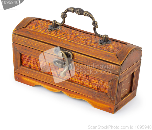 Image of Old box - trunk on white background