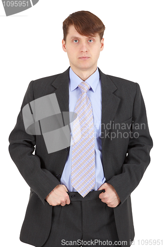 Image of Young serious businessman on white background
