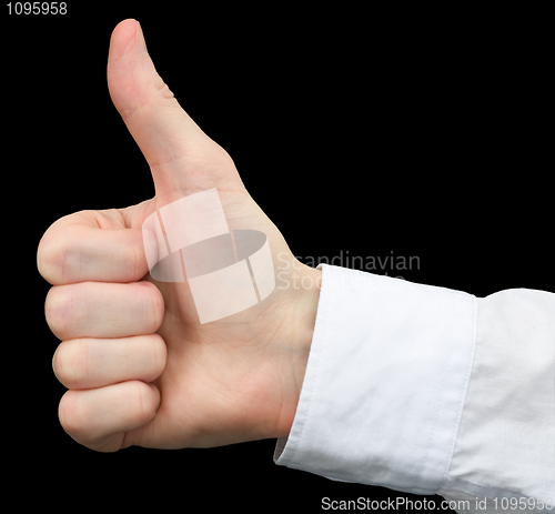 Image of Gesture thumb up isolated on black