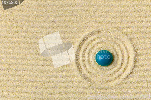 Image of Abstract composition - Japanese zen garden with circles and blue