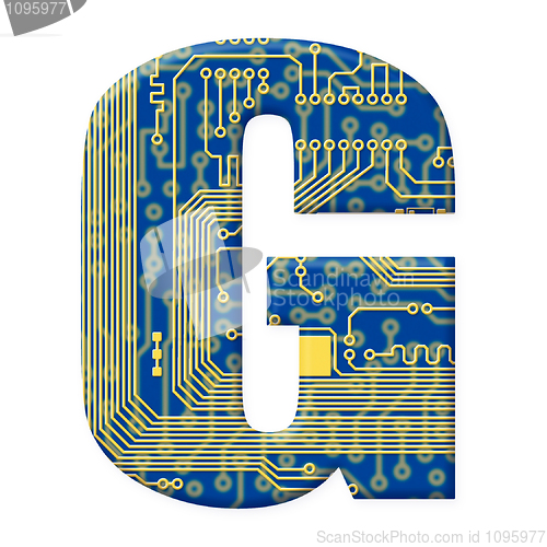 Image of Letter from electronic circuit board alphabet on white backgroun