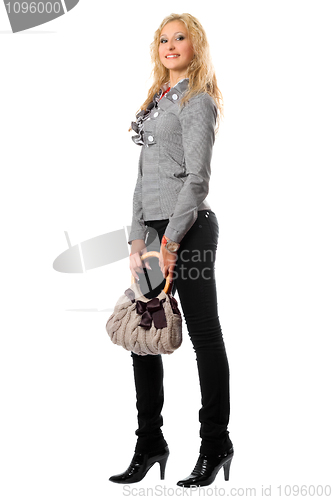 Image of Smiling attractive blonde with a handbag