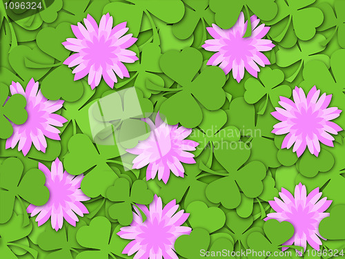 Image of Shamrock Paper Cutting Clover Flowers Background