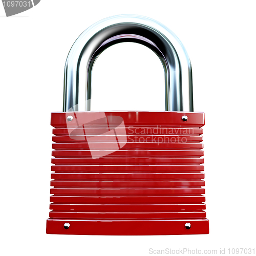Image of isolated red padlock