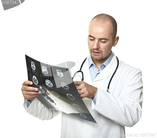 Image of young doctor check tomography result