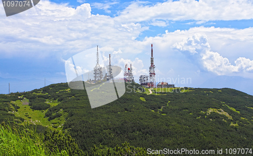 Image of antenna tv station on mountain