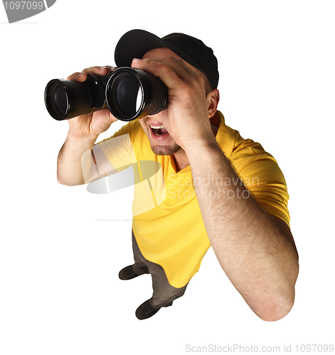 Image of funny man with binoculars