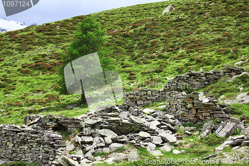 Image of ruin on italian alps