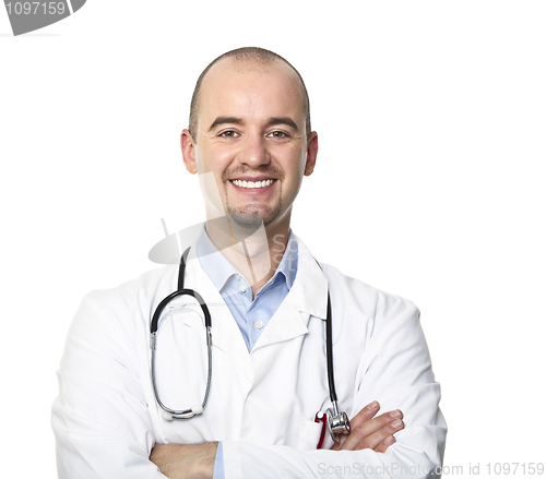 Image of smiling doctor isolated on white