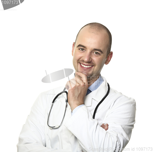 Image of smiling doctor isolated on white