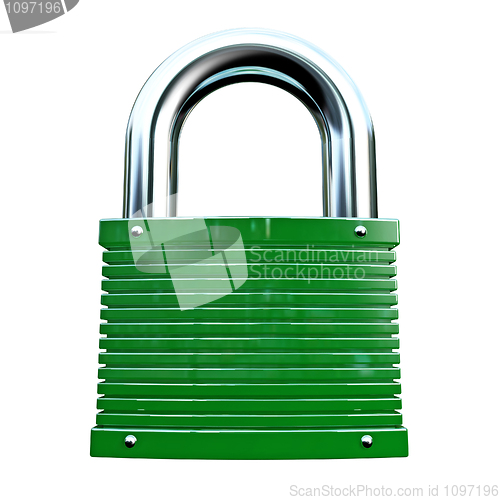 Image of isolated green padlock