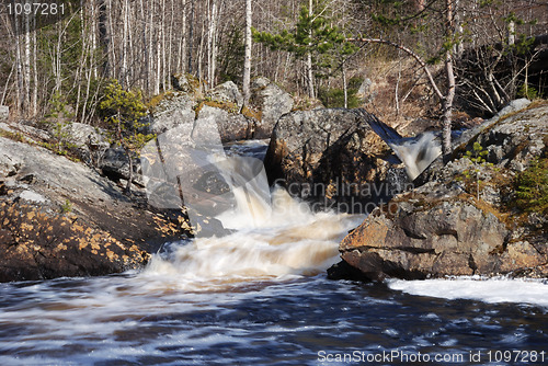 Image of waterfall in north Russia; âîäîïàä