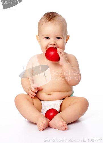 Image of Little child with apple