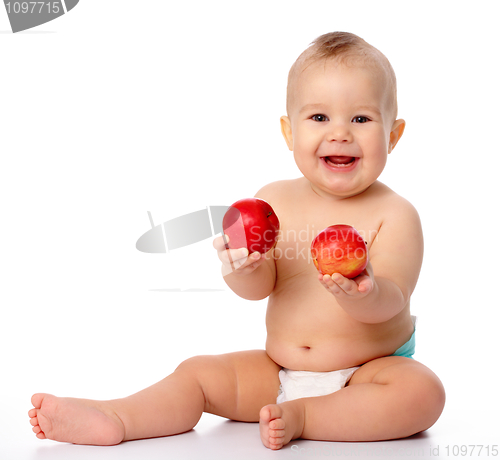 Image of Little child with apple