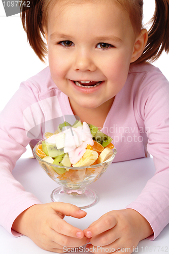 Image of Little girl with fruit salad