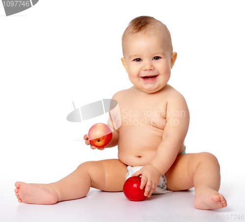 Image of Little child with apple