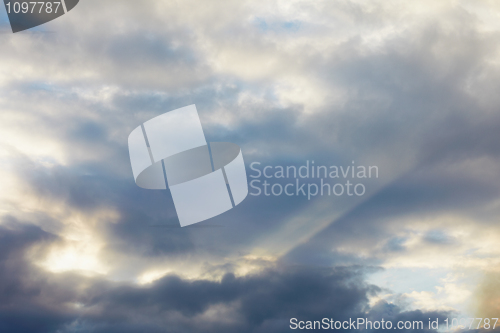 Image of Evening sky with sun rays