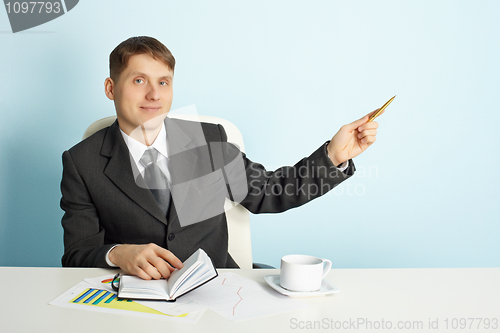 Image of Businessman shows direction