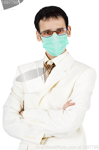 Image of Portrait of businessman in medical mask