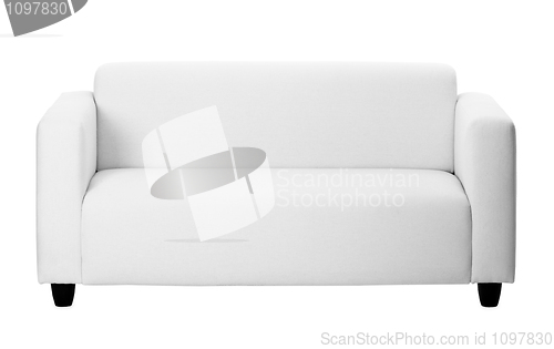 Image of Ordinary gray sofa on white background